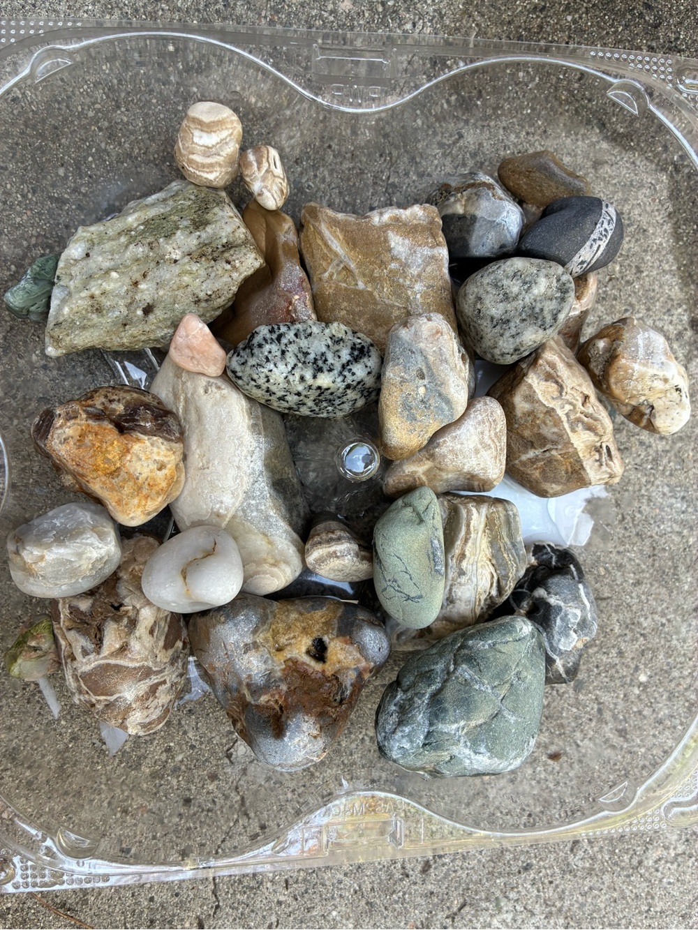 Naturally Sea Tumbled Stones Many W/ Marbled Patterns, Or Crystal Patches ~2.50